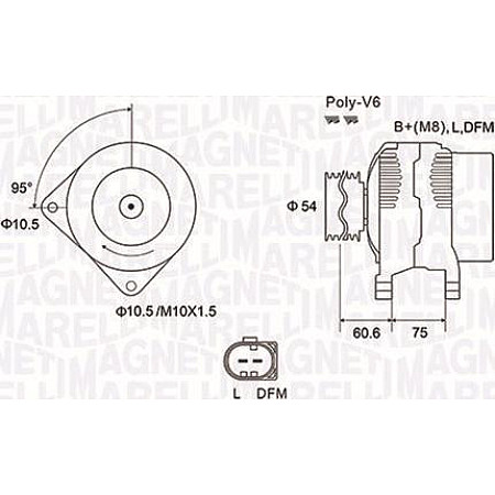 Alternator 12V 150A BMW 3 E46 X3 E83 X5 E53 LAND ROVER FREELANDER I 2.0D-3.0D 11.00-08.10 BMW 3 Compact IV (E46), Hatchback, 03.2001 - 02.2005 Magneti Marelli 063731757010