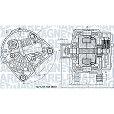 Alternator 12V 125A RENAULT GRAND SCENIC II MEGANE II SCENIC II 1.9D-2.0 11.02- RENAULT MEGANE II (KM0/1_), Turism, 08.2003 - 08.2012 Magneti Marelli 063732058010