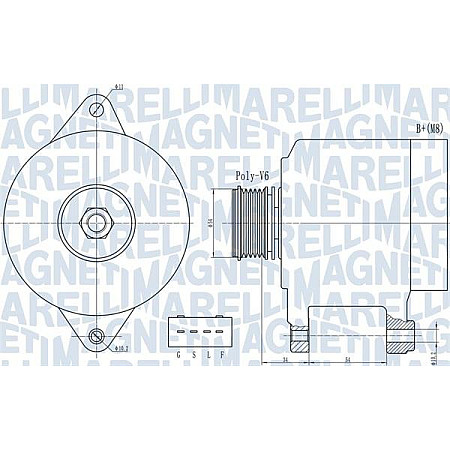 Alternator 14V 120A CITROEN C-CROSSER C-CROSSER ENTERPRISE MITSUBISHI ASX LANCER VIII OUTLANDER II 1.8-2.4 11.06- MITSUBISHI LANCER VIII (CX_A), Sportback, 10.2007 - Magneti Marelli 063732013010