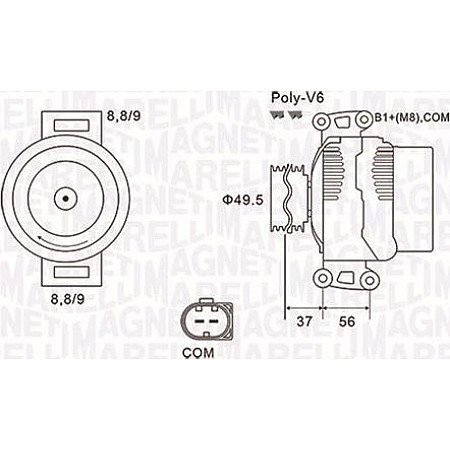 Alternator 14V 180A MERCEDES SPRINTER 35-T B906 SPRINTER 3-T B906 SPRINTER 46-T B906 SPRINTER 5-T B906 VIANO W639 MERCEDES-BENZ SPRINTER 5-t (906), Cadru de sprijin, 06.2006 - Magneti Marelli 063732038010