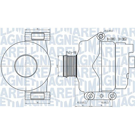 Alternator 14V 120A CITROEN NEMO NEMO-MINIVAN FIAT FIORINO-MINIVAN GRANDE PUNTO PANDA PUNTO PUNTO EVO PEUGEOT BIP FIAT PUNTO EVO (199_), Hatchback Van, 03.2009 - 02.2012 Magneti Marelli 063732132010