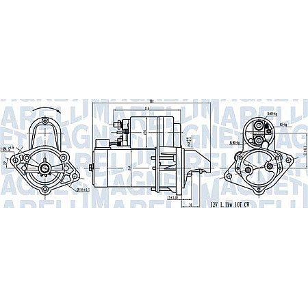 Electromotor 12V 1kW CHEVROLET AVEO - KALOS LACETTI NUBIRA REZZO DAEWOO ESPERO KALOS LACETTI LANOS NEXIA NUB OPEL COMBO (COMBO-C), Box/MPV, 10.2001 - Magneti Marelli 063720519010