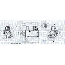Electromotor 12V 11kW BMW 1 E81 1 E87 3 E90 3 E91 3 E92 3 E93 3 F30 F80 5 E60 5 E61 5 F10 5 F11 6 E63 6 E64 BMW 6 - II (E63), Compartiment, 09.2003 - 12.2010 Magneti Marelli 063721557410