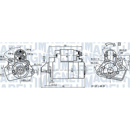 Electromotor 12V 14kW MERCEDES CITAN MPV CITAN MIXTO DOUBLE CABIN CITAN-MINIVAN W415 DACIA DOKKER DOKKER EXP MERCEDES-BENZ CITAN Mixto (Double Cabin) (415), Furgon/Estate, 11.2012 - Magneti Marelli 063721332010