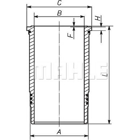 Camasa piston inner diameter. 131mm length. 262mm flange diameter. 1596mm VOLVO RVI C K T VOLVO FH VOLVO FM (VTR3R), 09.2005 - MAHLE 037 LW 00107 001