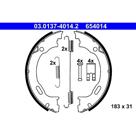 Set saboti frana, frana de mana CHRYSLER 300C (LX), Sedan, 09.2010 - ATE 03.0137-4014.2