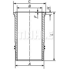 Camasa piston inner diameter. 126mm length. 258mm flange diameter. 150mm MAN HOCL LIONS COACH TGA TGS I MAN TGS (56S / TGS), 10.2005 - MAHLE 227 WN 70 01