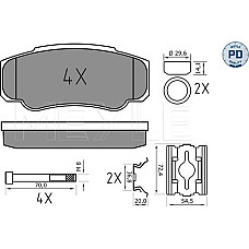 Set placute frana PEUGEOT BOXER (244), Cadru de sprijin, 12.2001 - Meyle 025 239 2120/PD