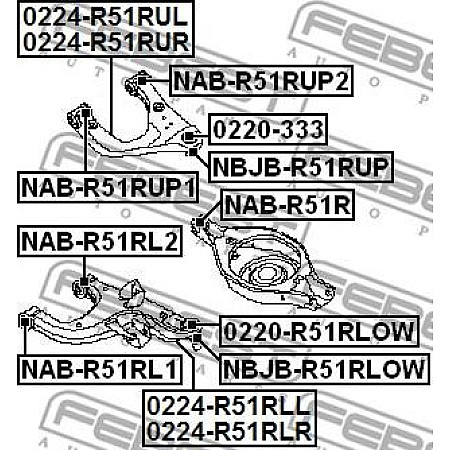 Suport,trapez NISSAN PATHFINDER III (R51), Crossover, 01.2005 - Febest NAB-R51RUP2