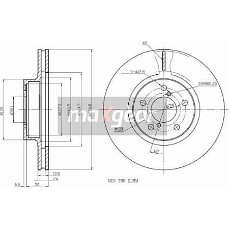 Disc frana SUBARU IMPREZA (GF), Turism, 08.1992 - 12.2000 Maxgear 19-2505