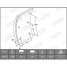 Set garnit de frictiune. frana tambur Ferodou sabot frana 300x80. 1-supradimensionat Beral KBL1507711541