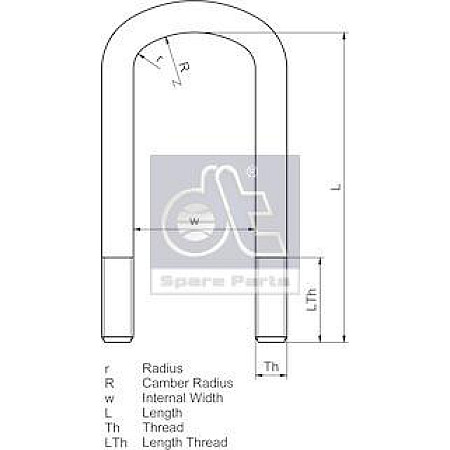 Brida arc Frunze catus de primavara M24x3mm 91mmx420mm RVI K KERAX VOLVO F10 F12 F16 FH FH12 FH16 FH16 II FL10 FL VOLVO FL7 (FL7/FL10 6X2), 09.1985 - 10.1999 DT Spare Parts 2.62136