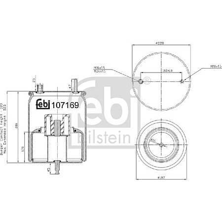 Burduf. suspensie pneumatica Supa de suspensie pneumatica spate R Fata VOLVO FH FH II FH16 FH16 II FM FM II FMX F VOLVO FH (FH), 09.2005 - Febi Bilstein 107169