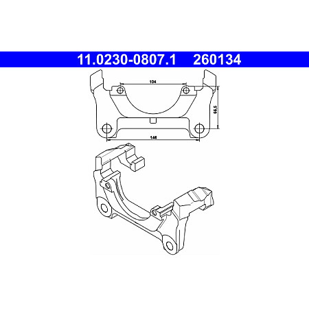 Suport.etrier Jugul etrierului de frana Fata AUDI A4 B6 A4 B7 A6 ALLROAD C6 A6 C6 A8 D3 SEAT EXEO EXEO ST 1.6-6.0 AUDI A6 Avant III (4F5, C6), Turism, 11.2004 - 08.2011 ATE 11.0230-0807.1