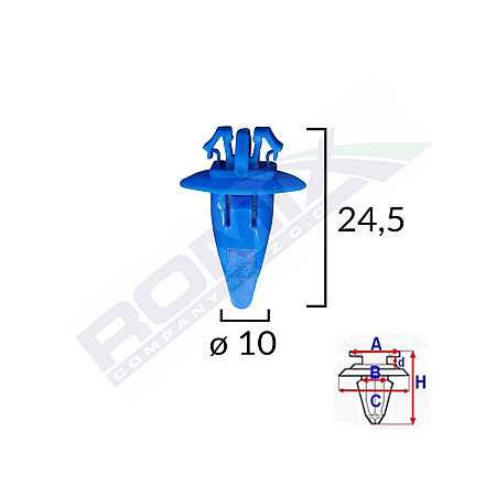 Set 10 clipsuri fixare elemente exterioare, ROMIX 80104, pentru Toyota, 10 x 24.5 mm, albastru ROMIX 80104