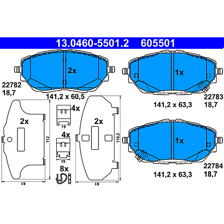 Set placute frana.frana disc Set placute frana Fata TOYOTA C-HR COROLLA 1.2-1.8H-2.0H 10.16- TOYOTA COROLLA (_E21_), Turism, 02.2019 - ATE 13.0460-5501.2