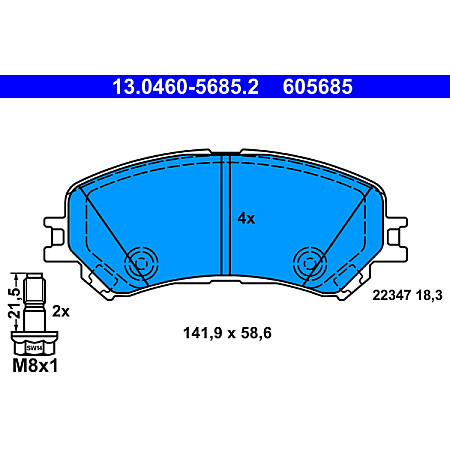 Set placute frana.frana disc Set placute frana Fata RENAULT ESPACE V GRAND SCENIC IV MEGANE IV SCENIC IV TALISMAN RENAULT TALISMAN (LP_), Sedan, 06.2015 - ATE 13.0460-5685.2