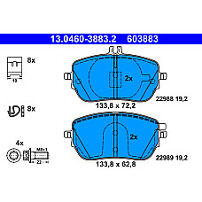Set placute frana.frana disc Brake pads set front with brake caliper guide bolts with extras fits. MERCEDES A V177 A W177 B SPOR MERCEDES-BENZ A-CLASS (W177), Liftback, 03.2018 - ATE 13.0460-3883.2