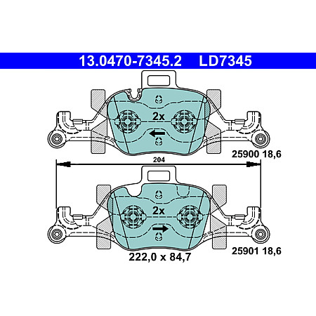 Set placute frana.frana disc Set placute frana Fata BMW 3 G20 G80 G28 3 G21 G81 4 G22 G82 4 G23 G83 4 GRAN COUPE BMW X6 (G06, F96), 08.2019 - ATE 13.0470-7345.2