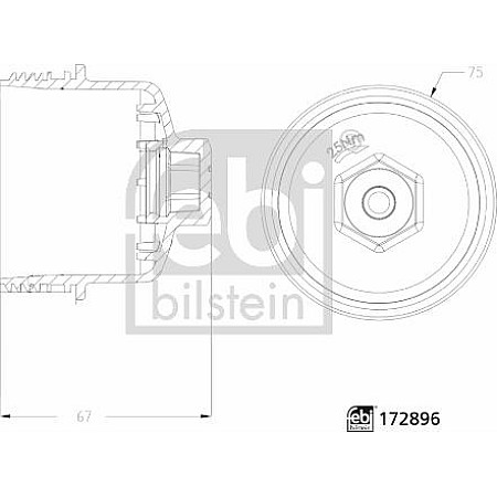 Capac. carcasa filtru ulei Carcasa filtru ulei ALFA ROMEO 159 CHEVROLET AVEO CRUZE TRAX FIAT CROMA OPEL ADAM AGIL OPEL CORSA B (S93), Turism, 04.1998 - 12.2002 Febi Bilstein 172896
