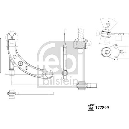 Brat. suspensie roata Front axle track control arm R 18 mm KIA RIO III 1.1D-1.6 06.11- Febi Bilstein 177899