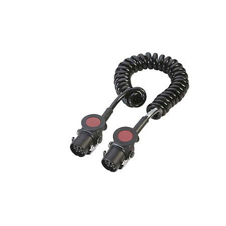 Cablu infasurat Sirma electrica spiralata poliuretan lungime de lucru 3m lungime maxima 45m dopuri numar pini: 15 tip stecher: 15 24V ADR 24V numar cabluri: 12x15+3x25mm JAEGER 641167EJ