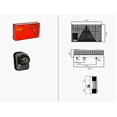 Stop spate ASPOCK lampa cu LED-uri MultiPoint stanga oprire si pozitia 24V 8-poli cu un triunghi reflectoare si cablu de 18 m ASPOCK A34-5703-007