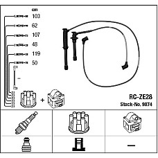 Set cablaj aprinder NGK cu aprindere prin fire Mazda 626 MX-6 Xedos 9 2.5 V6 NGK RC-ZE28              9874