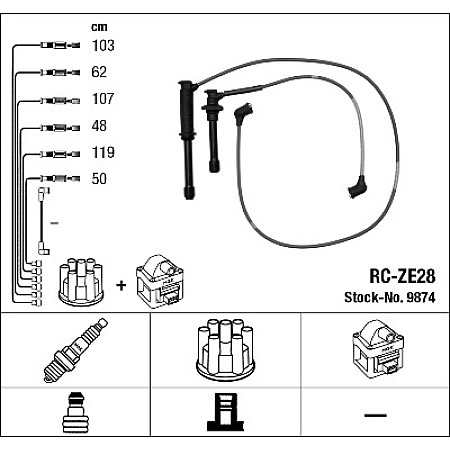 Set cablaj aprinder NGK cu aprindere prin fire Mazda 626 MX-6 Xedos 9 2.5 V6 NGK RC-ZE28              9874