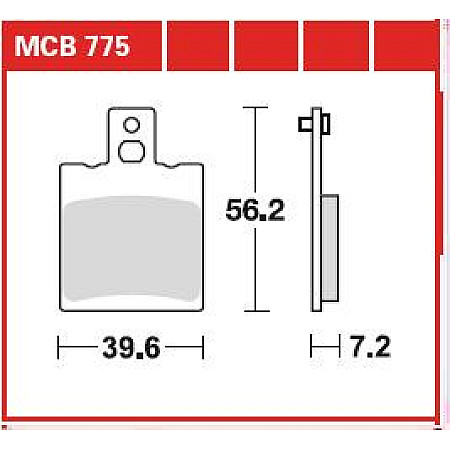 Set placute frana,frana disc Brake pads front/rear intended use: offroad/route/scooters material: organic 562x396x72mm APRILIA RS 125 1992-2005 TRW AUTOMOTIVE MCB775