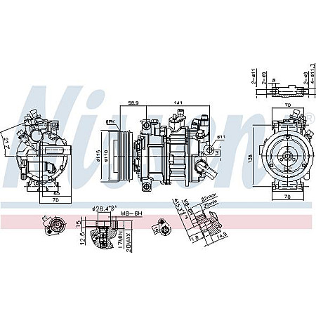 Compresor. climatizare Air-conditioning compressor AUDI A4 ALLROAD B9 A4 B9 A5 A6 C7 A7 Q7 PORSCHE MACAN VW TOUAREG 1.4-3. AUDI A5/S5 II (F5A, F5F), Sportback, 06.2016 - Nissens 890602