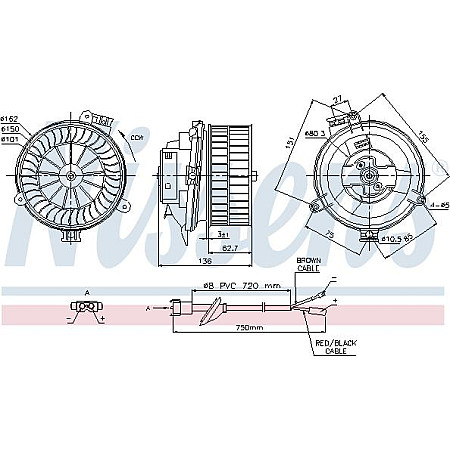 Ventilator. habitaclu Suflanta de aer MERCEDES 124 A124 124 C124 124 T-MODEL S124 124 W124 E A124 E C124 E T-MODE MERCEDES-BENZ E-CLASS (W124), Sedan, 02.1993 - 06.1996 Nissens 87153