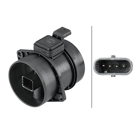 Senzor debit aer Air flowmeter 4 pin module MERCEDES C C204 C W204 C T-MODEL S204 CLS SHOOTING BRAKE X218 E A207 E C207 E MERCEDES-BENZ C-CLASS (C204), Compartiment, 01.2011 - HELLA 8ET 358 095-321