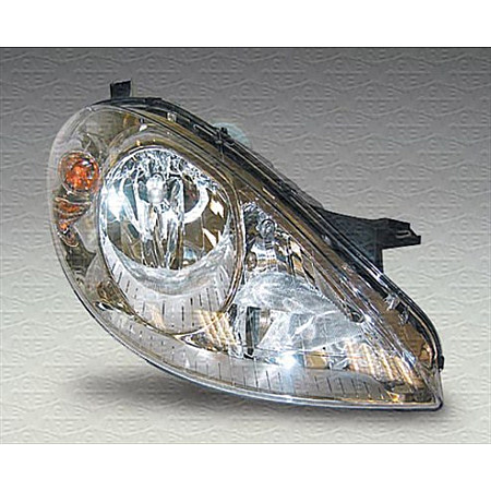 Far Lampa frontala Stanga halogen H7/H7/PY21W/W5W pneumatic fara motoras culoare insert: cromat MERCEDES A W169 MAGNETI MARELLI 710301197201