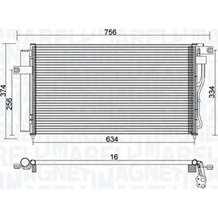 Condensator. climatizare A-C condenser with dryer HYUNDAI ACCENT II ACCENT III 1.4-1.6 12.02-11.10 HYUNDAI ACCENT III (MC), Sedan, 11.2005 - 12.2012 Magneti Marelli 350203953000