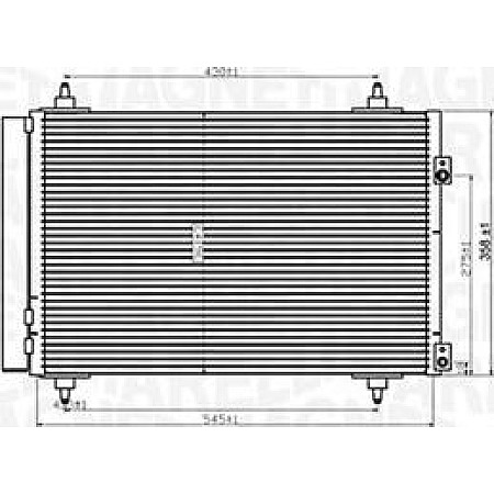 Condensator. climatizare A-C condenser with dryer CITROEN BERLINGO BERLINGO MULTISPACE BERLINGO-MINIVAN C4 C4 GRAND PICASS PEUGEOT 307 SW (3E_, 3H_), Estate Van, 04.2002 - 12.2009 Magneti Marelli 350203820000