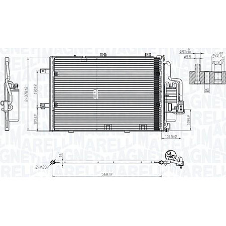 Condensator. climatizare A-C condenser with dryer OPEL COMBO TOUR COMBO-MINIVAN CORSA C CORSA C-HATCHBACK TIGRA 1.2-1.8 09 OPEL COMBO Tour (COMBO-C), Dubita, 10.2001 - 12.2011 Magneti Marelli 350203770000