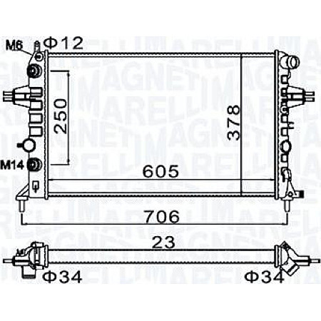 Radiator. racire motor Radiator motor se potriveste. OPEL ASTRA G ASTRA G-KOMBI ZAFIRA A 1.4-2.2 OPEL ZAFIRA / ZAFIRA FAMILY B (A05), Dubita, 07.2005 - 05.2019 Magneti Marelli 350213158200