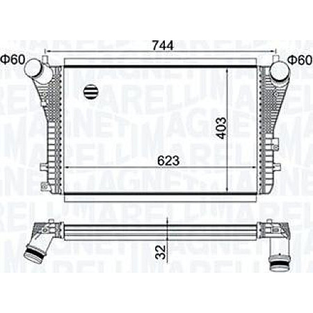 Intercooler. compresor Intercooler AUDI A3 TT SEAT ALTEA ALTEA XL LEON SKODA OCTAVIA II SUPERB II YETI VW BEETLE CADDY III VW BEETLE (5C7, 5C8), Sabrioleta, 12.2011 - 07.2019 Magneti Marelli 351319204050