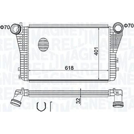 Intercooler. compresor Supply air cooler fits. AUDI A3 TT SEAT ALTEA ALTEA XL LEON TOLEDO III SKODA OCTAVIA II SUPERB II YETI VW VW TOURAN (1T1, 1T2), Dubita, 02.2003 - 05.2010 Magneti Marelli 351319204030
