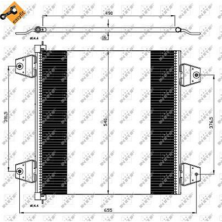 Condensator. climatizare Condensator A-C 540x490x16 DAF XF 105 XF 95 01.02- DAF XF 105 (TE105XF), 10.2005 - NRF 35757