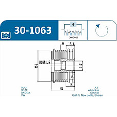 Fulie, alternator VW NEW BEETLE (9C1, 1C1), Hatchback, 01.1998 - 11.2010 IJS GROUP 30-1063