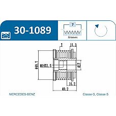 Fulie, alternator MERCEDES-BENZ E-CLASS (W211), Sedan, 03.2002 - 03.2009 IJS GROUP 30-1089