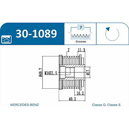 Fulie, alternator MERCEDES-BENZ G-CLASS (W463), Sabrioleta, 09.1989 - IJS GROUP 30-1089