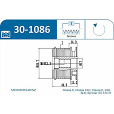 Fulie, alternator MERCEDES-BENZ C-CLASS (CL203), Compartiment, 03.2001 - 06.2011 IJS GROUP 30-1086