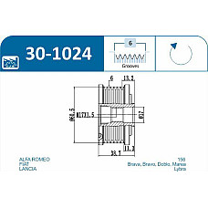 Fulie, alternator ALFA ROMEO 145 (930_), Hatchback, 07.1994 - 01.2001 IJS GROUP 30-1024