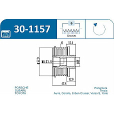 Fulie, alternator PORSCHE PANAMERA (970), Hatchback, 03.2009 - 12.2017 IJS GROUP 30-1157