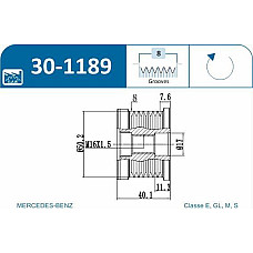 Fulie, alternator MERCEDES-BENZ E-CLASS (W211), Sedan, 03.2002 - 03.2009 IJS GROUP 30-1189