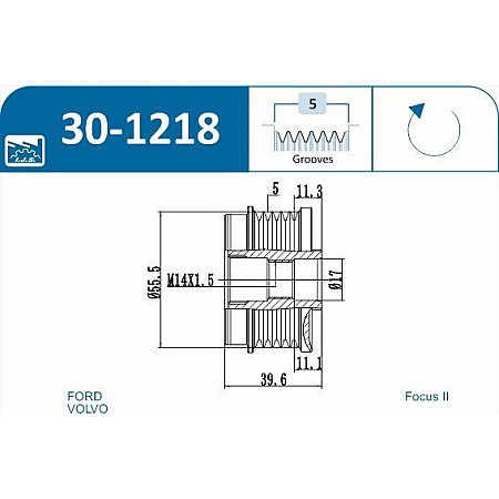 Fulie, alternator OPEL CORSA D (S07), Hatchback, 07.2006 - 08.2014 IJS GROUP 30-1218