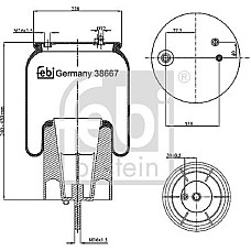Burduf. suspensie pneumatica Supa de suspensie pneumatica spate R Fata-Spate Dreapta-Stanga SCANIA PGRT 03.04- SCANIA P,G,R,T - series (N320), 01.2003 - Febi Bilstein 38667